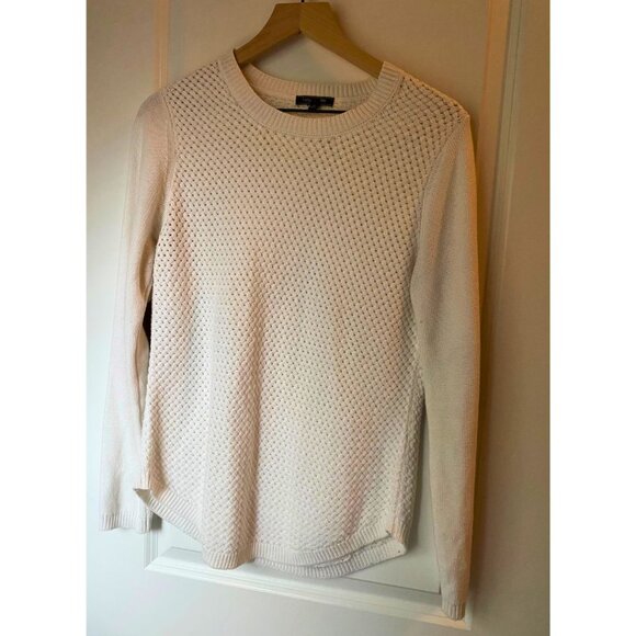 Lety & Me Josey Elbow Patch White Loose Fit Sweater Women's Size Small - Picture 3 of 9